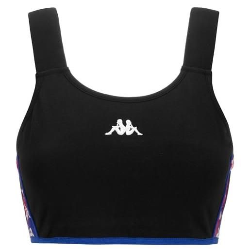 Kappa - top sportivo, donna, nero, cotone, sport street, 222 banda lexagt, taglia: m
