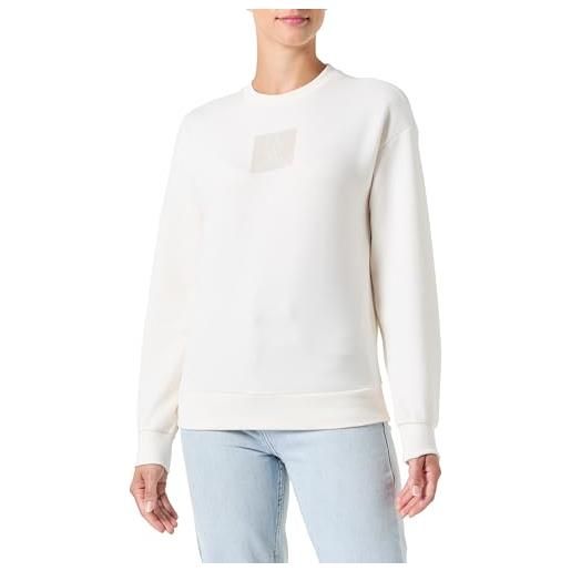 Armani Exchange felpa da donna con logo quadrato, scollo rotondo, iso, m