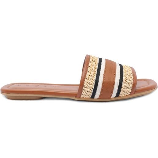 Hogan sandali slides con righe - marrone