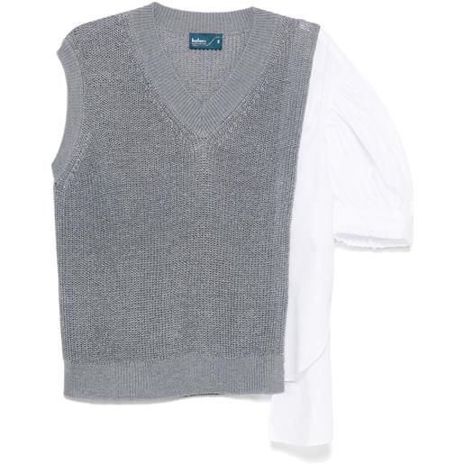 Kolor maglione con scollo a v - grigio