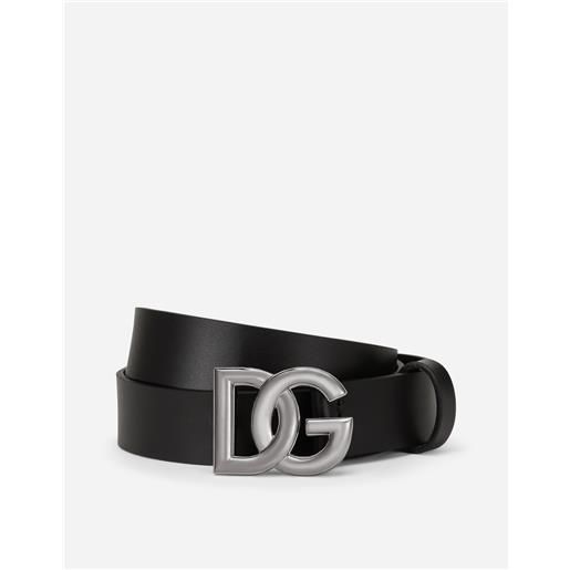 Dolce & Gabbana lux leather belt with crossover dg logo buckle