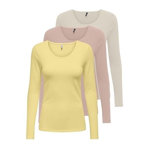 ONLY maglietta a maniche lunghe da donna onllive love xs s m l xl nero bianco girocollo, l