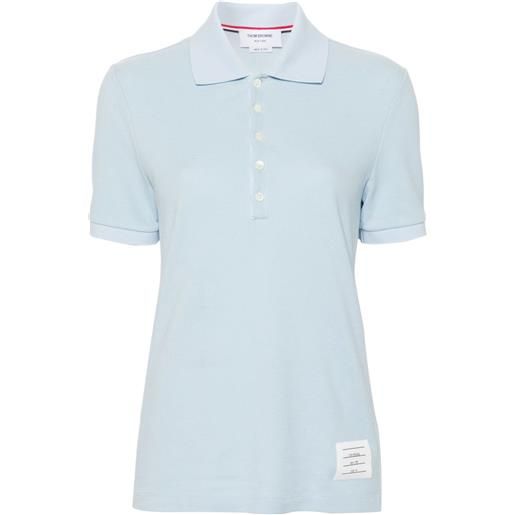Thom Browne polo a righe con applicazione logo - blu