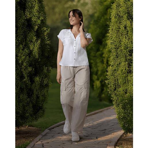 Prénatal camicia maniche corte bianca con tasche