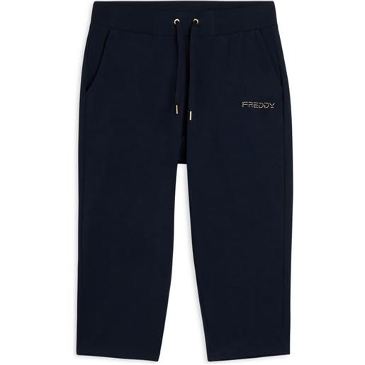 Freddy pantaloni corsaro in jersey con logo perline