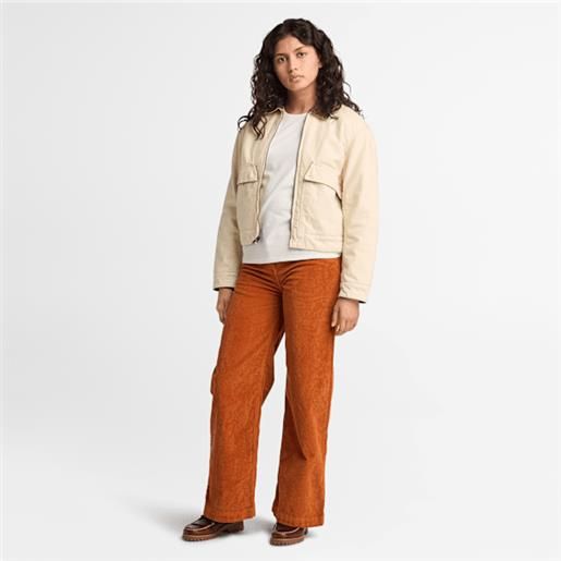 Timberland - pantaloni a gamba ampia in velluto a coste da donna in arancione, donna, arancione, taglia: 23