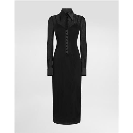 Dolce & Gabbana abito chemisier in tulle con dettagli in raso