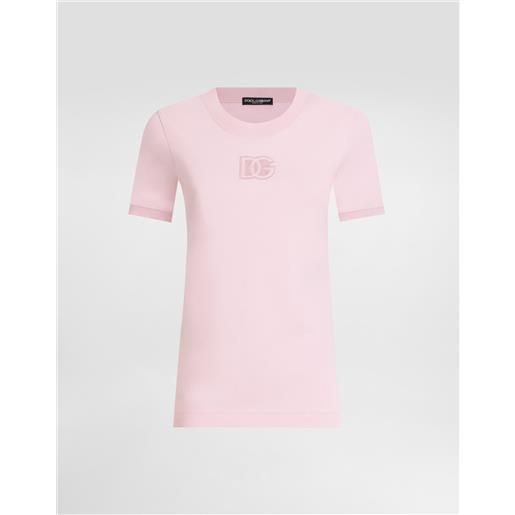 Dolce & Gabbana t-shirt in jersey con ricamo logo dg a rilievo