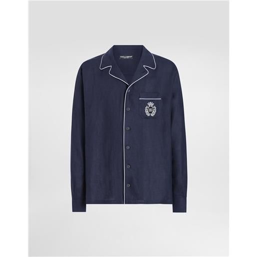 Dolce & Gabbana camicia vanity in lino con stemma araldico