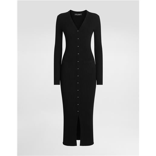 Dolce & Gabbana cardigan lungo in lana a coste