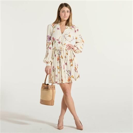 Twinset abito corto in crêpe de chine a fiori