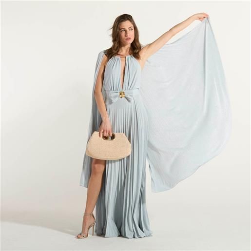 Elisabetta franchi abito red carpet in lurex cielo