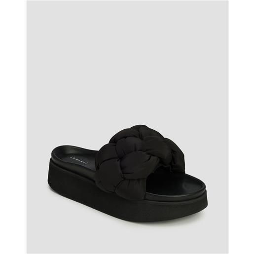 Inuikii ciabatte nere da donna Inuikii puffer braided