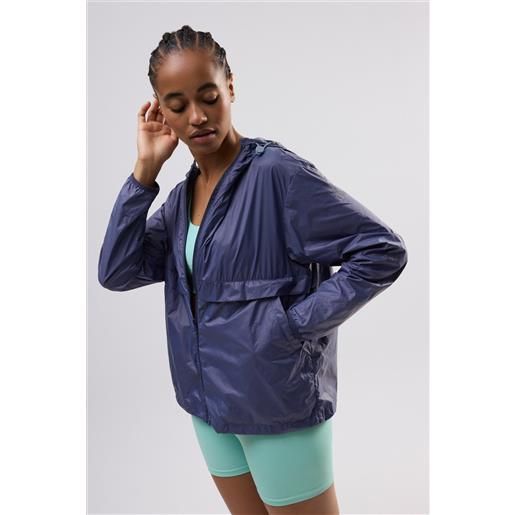 Ysabel Mora giacca sportiva pieghevole con cappuccio regolabile blu navy