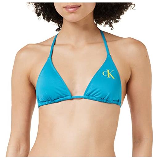 Calvin Klein top bikini a triangolo donna imbottito, blu (clear turquoise), l
