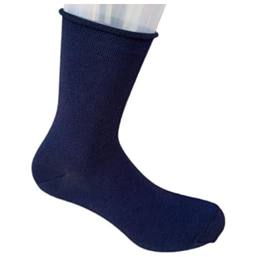 Infinity 12 paia calze corte donna senza elastico sanitarie in puro caldo cotone soft 100% 35-40 (12blu)