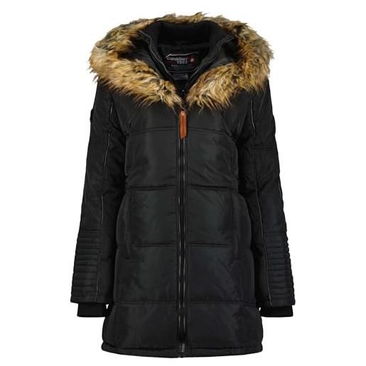 Canadian Peak beauty lady - parka longue epaisse chaude femme automne hiver - manteau fin capuche fausse fourure - blouson coupe vent - doudoune elegante femmes (noir s)