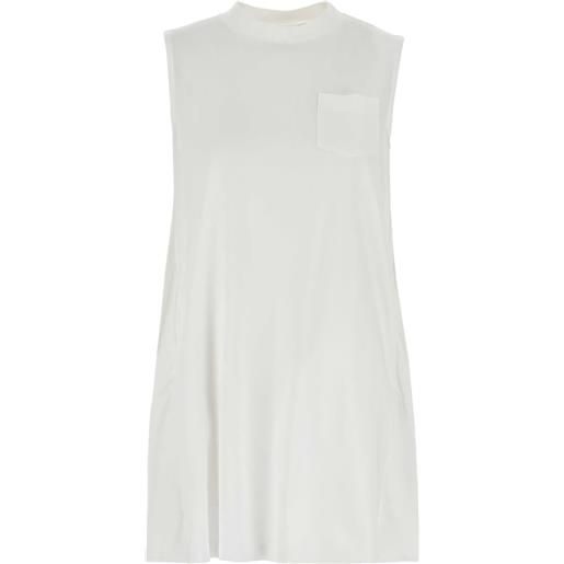 sacai abito corto plissettato - bianco