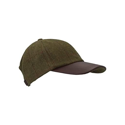 WALKER AND HAWKES - cappello da baseball derby tweed hoaden con visiera in pelle - taglia unica - striscia rossa