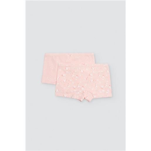 Ysabel Mora confezione di 2 culotte da bambina in cotone stampato di colore rosa