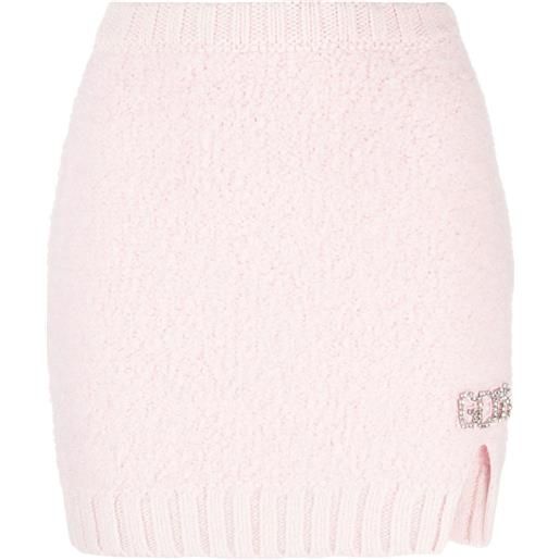 GCDS minigonna hairy con placca logo - rosa