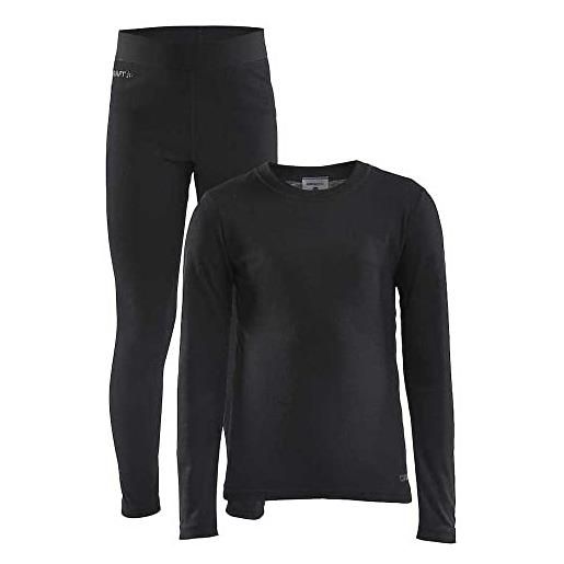 Craft set baselayer unisex per bambini core warm jr, nero, 122-128