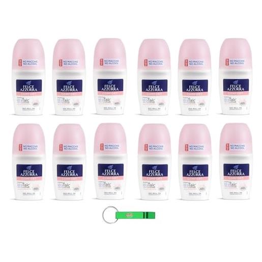 Beni Culinari felce azzurra - deodorante roll on comfort con formula idra. Talc, efficacia 48 ore, senza macchie, con latte idratante da 50 ml + portachiavi Beni Culinari