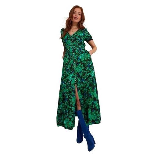 Joe Browns cobalt floral layered ruffle maxi dress vestito casual, verde brillante, 46 donna