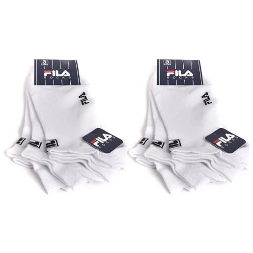 FILA 6 paia calzini invisibili, calze in cotone traspirante, fantasmini unisex, taglie dalla 35 alla 46, colori assortiti. (it, numero, 43, 46, regular, corto, 6 paia bianco)