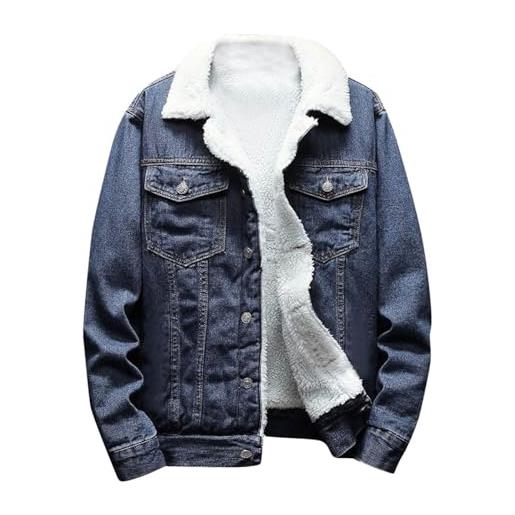 Giacca Jeans Uomo Invernale Vintage – Modello Slim Fit, Giubbotto Moto In Denim, Cappotto Caldo