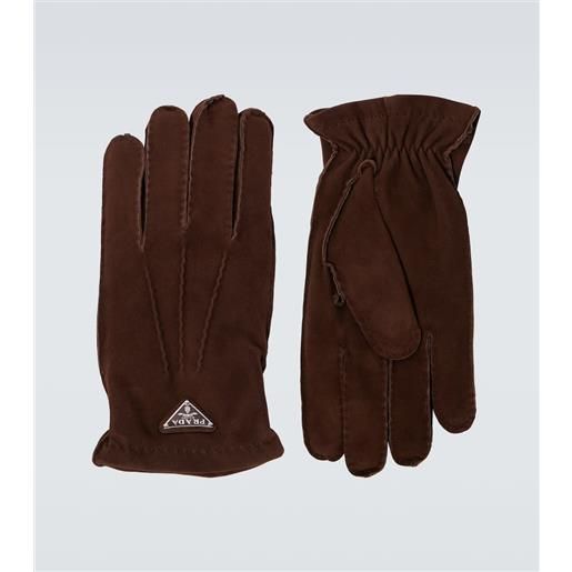 Prada guanti in suede con logo