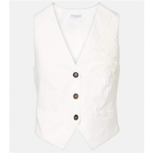 Brunello Cucinelli gilet in popeline con monili
