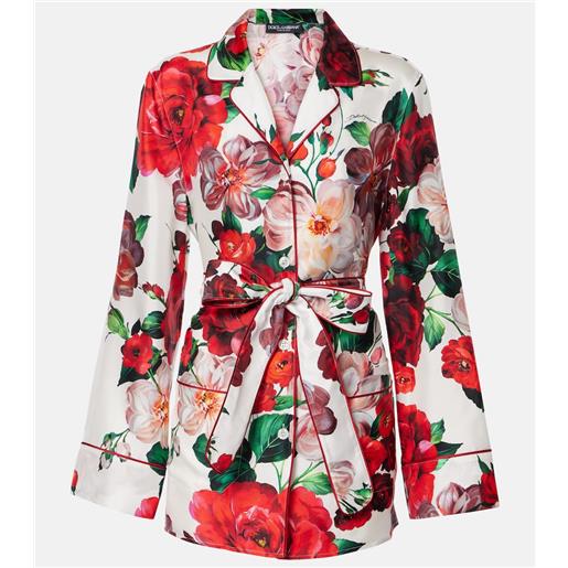 Dolce&Gabbana camicia in raso di seta con stampa