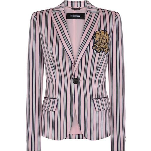 DSQUARED2 blazer a righe con applicazione - rosa