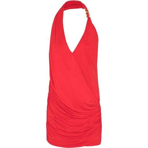 Balmain abito corto con scollo all'americana - rosso