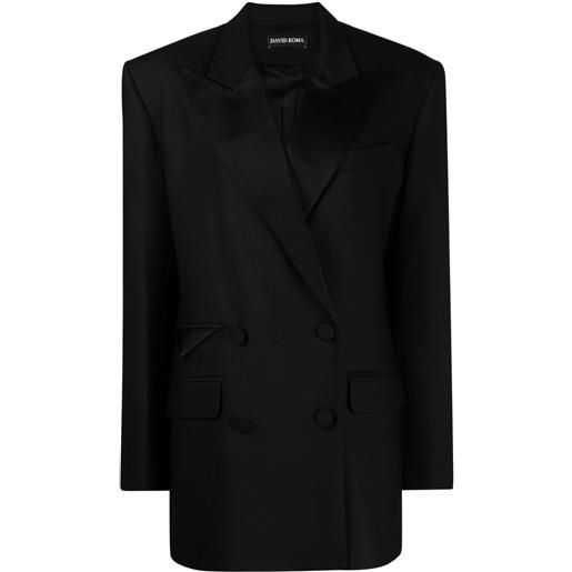 David Koma blazer doppiopetto con revers satinati - nero