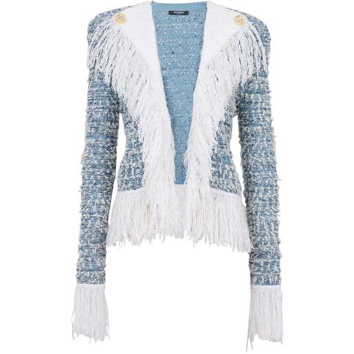 Balmain giacca denim con frange - blu
