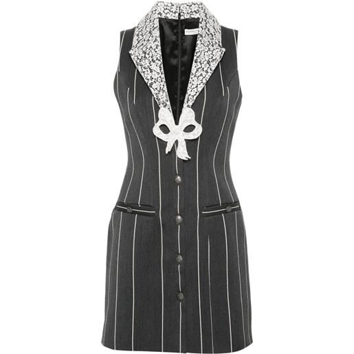 Alessandra Rich abito corto smanicato gessato - grigio