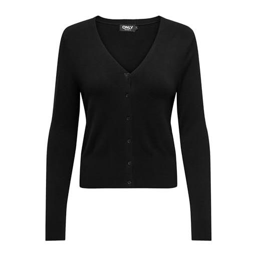 ONLY onlvenice life ls vneck cardigan nca knt maglione, nero, xs donna