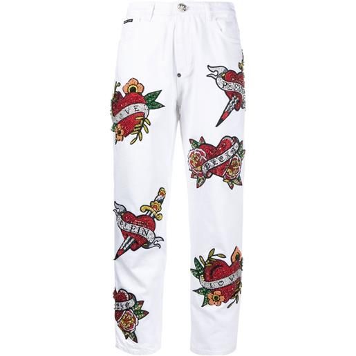 Philipp Plein jeans mom love - bianco