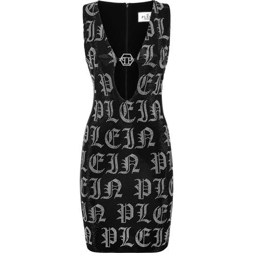 Philipp Plein abito corto con strass gothic plein - nero