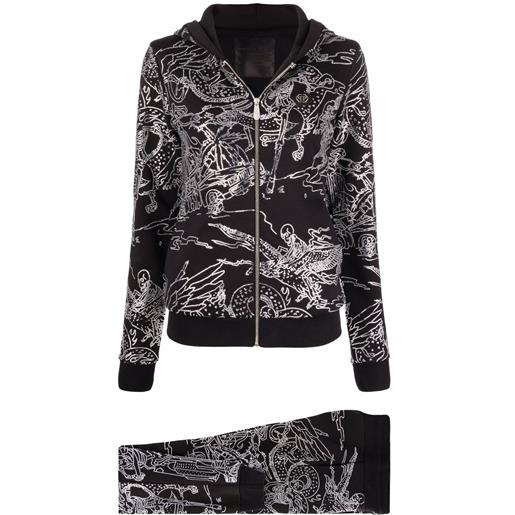 Philipp Plein tuta sportiva stones skeleton - nero