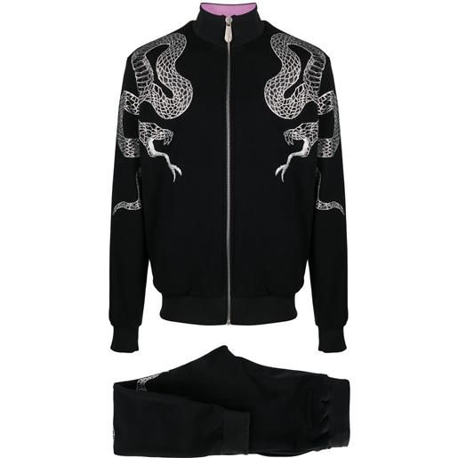 Philipp Plein tuta sportiva con cristalli - nero