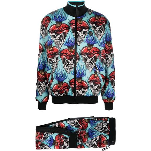 Philipp Plein tuta sportiva con stampa grafica - blu