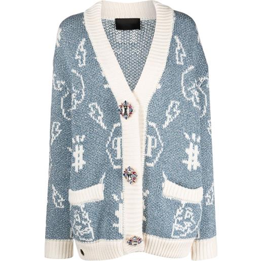 Philipp Plein cardigan con logo - blu