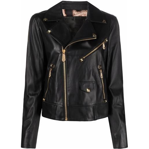 Philipp Plein giacca biker con borchie - nero