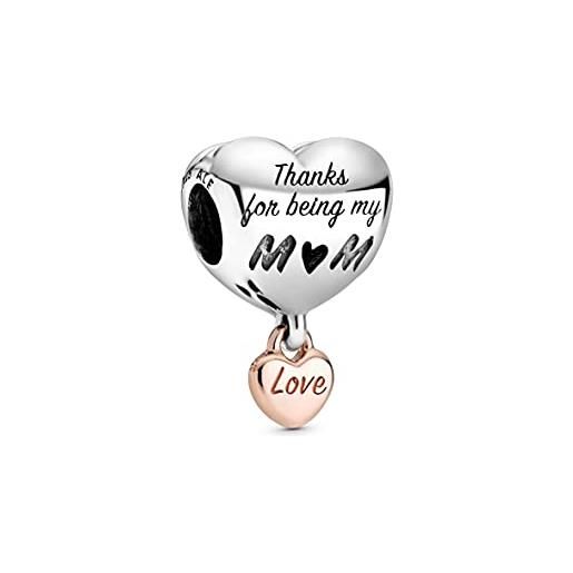 PANDORA icons ciondolo con cuore in argento sterling e placcato in oro rosa 14k