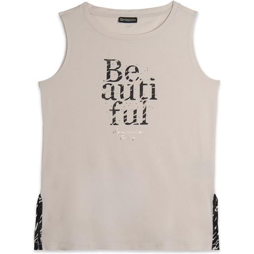 Freddy canotta con fondo svasato e grafica con borchie