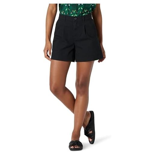 Amazon Essentials pantaloncini con elastico sul retro a vita alta taglio svasato vestibilità comoda donna, nero, 46