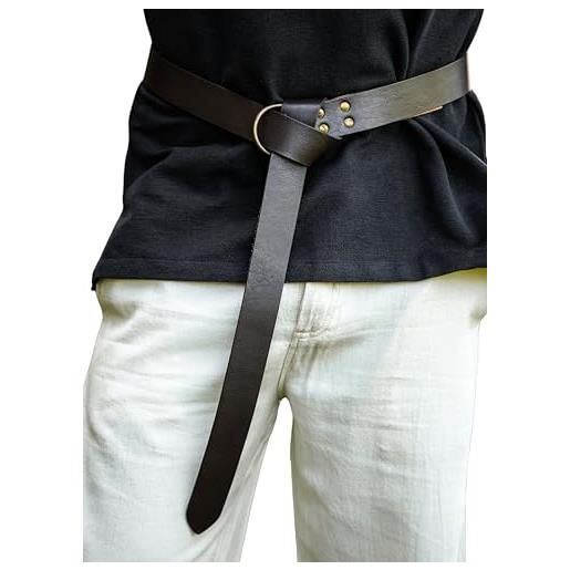 Leonardo Carbone® cintura ad anello unisex vichinga in pelle robusta arion - cintura in pelle da uomo, abbigliamento medievale, cintura da donna, larp, carnevale, cosplay, hobbit, 100% vera pelle